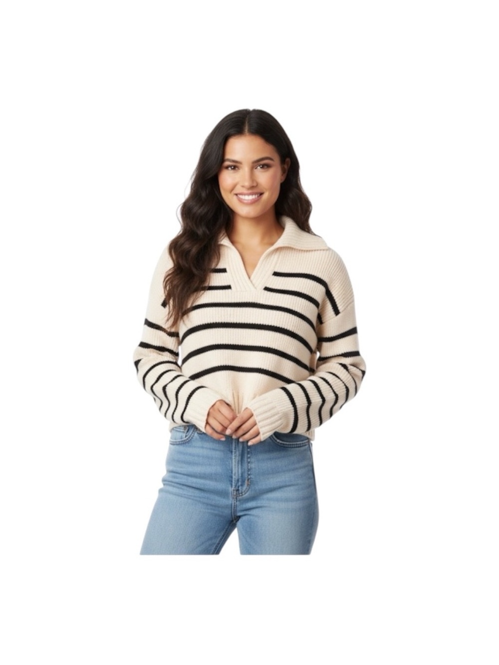 Kendall + Kylie Cropped Collared Sweater